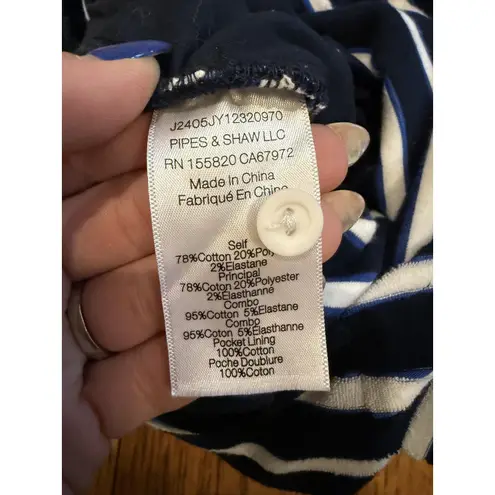 Veronica Beard Romper Womens Medium Navy Stripe Halter Collared Pockets Elastic