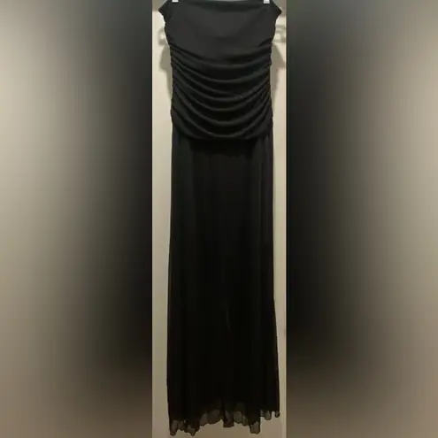 City Triangles VTG 90s Y2K  Black Strapless / Halter Convertible Black Maxi Dress