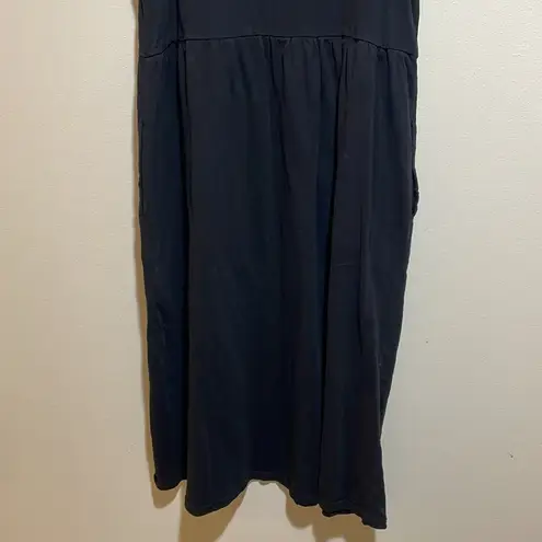 Pact  Relaxed Slub Knit Organic Cotton Henley Tank Midi Dress Black Size Small