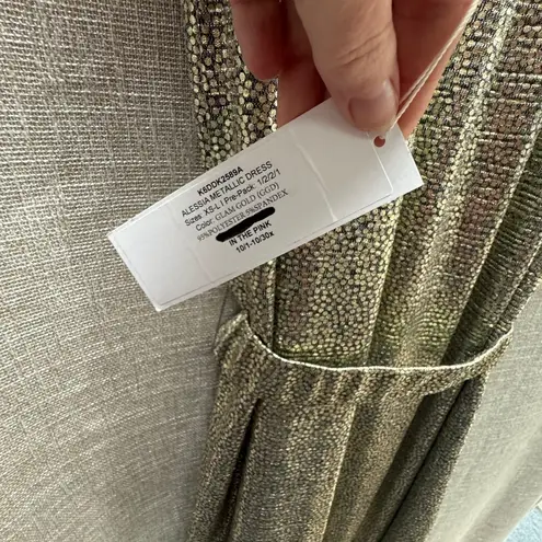 Bishop and Young  ALESSIA dress metallic fabric glam gold size S NWT