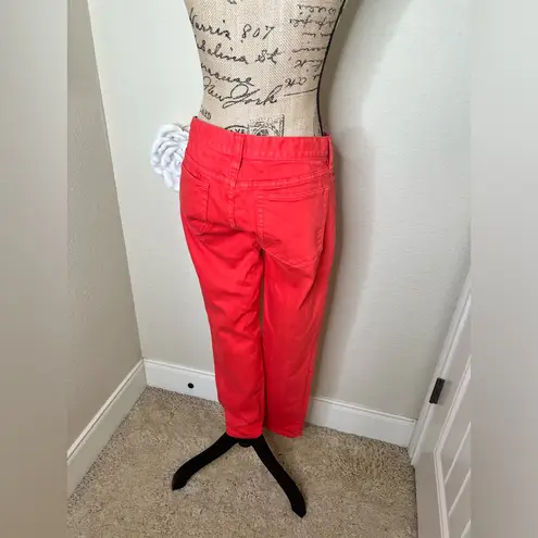 J.Crew NTM: Coral Colored Mid Rise Toothpick Skinny Jeans Sz 29