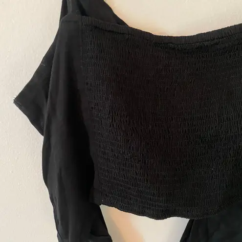 Free People  Mila Black Cropped Asymmetric Wrap Tie Sleeveless Top Women size XL thumbnail 8