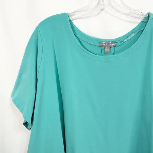 Jessica London 30W 32W Top 3X Green Short Sleeve Tee Swing Trapeze A Line 790
