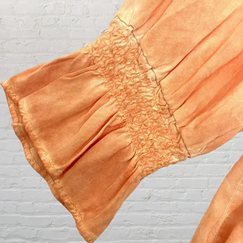 Spense Boho Blouse XL ๐งก Sweet Citrus Crochet Split Neck Ruffle Sleeve NWOT Orange