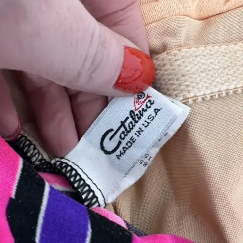 Catalina Vintage 1960s/70s Floral Swimsuit Size 10 Made in USA Neon Abstract