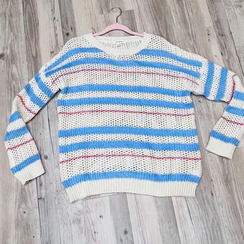 Prómesa Promesa Sweater Believe It Striped Crochet Sweater size Small Medium red…