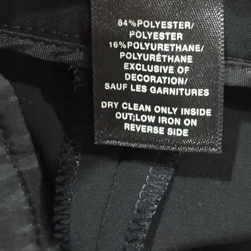 Lafayette 148 Size 10 Black Lace Trim Manhattan Cropped Stretch Twill Ankle Pant