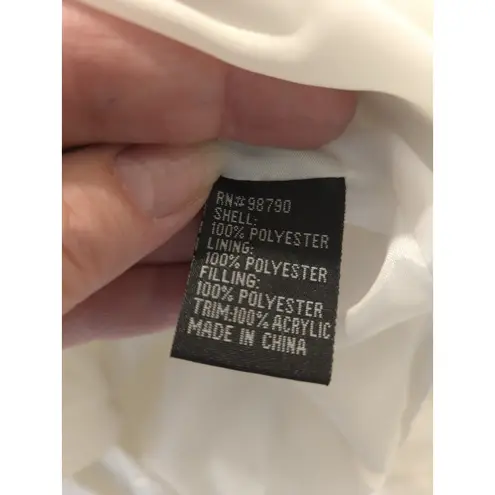 Dollhouse White Quilted M Jacket Ribbed Knit Sleeves Belted Hybrid Belted