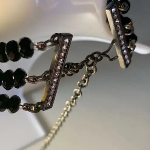 Y2K Vintage Antique Buckle/Beaded Choker Black