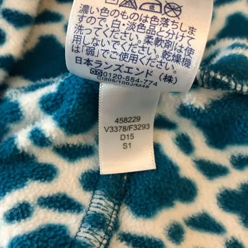 Lands' End Womens Fleece Pullover 1/4 Zip Geometric Blue White M Size M