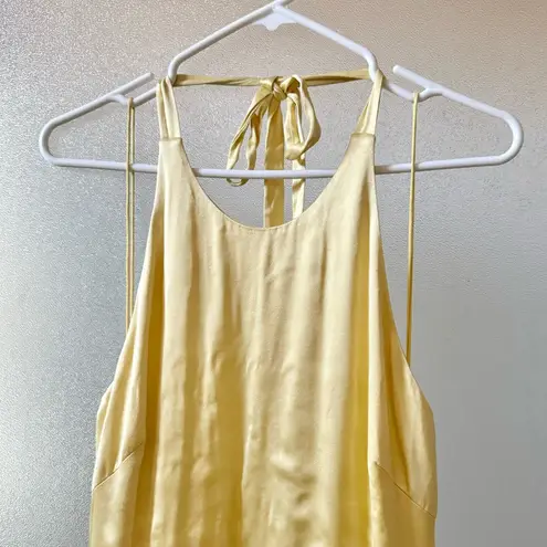 Alexis  Saab Pleated Halter Maxi Dress Light Yellow Sz M
