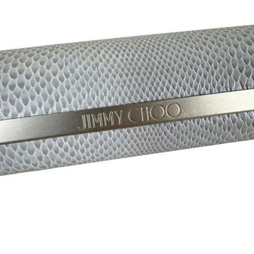 Jimmy Choo White Faux Snakeskin Magnetic Closure Hard Side Eyeglass Case