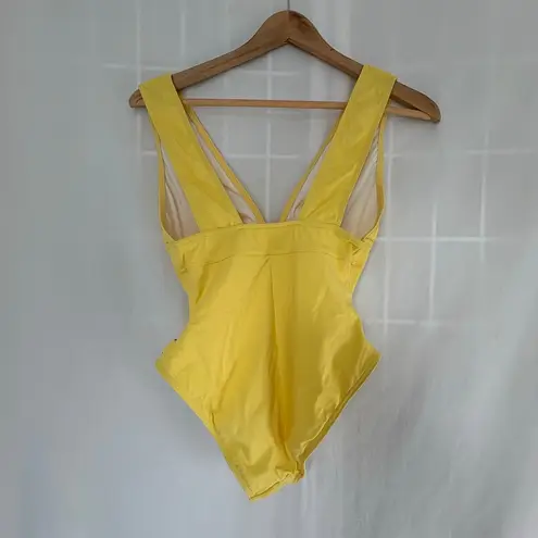 Women's SHAN Timeless Plunging One piece Yellow Swimsuit Size 8