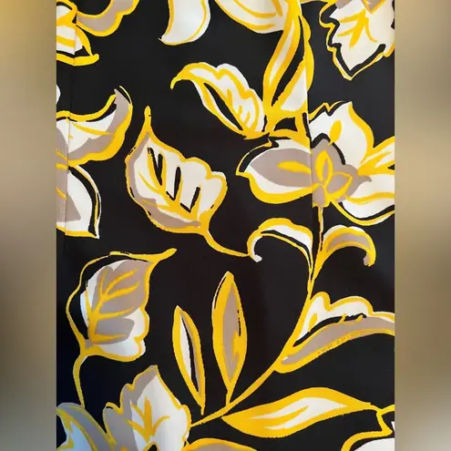 Phase 7 Seven sleeveless sheath dress size 10 Yellow Black floral midi EUC