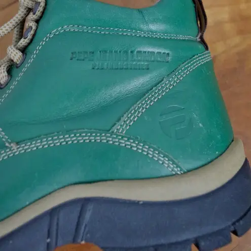 Pepe Jeans Ladies' London Green Leather Ankle Boots US 8 EU 38