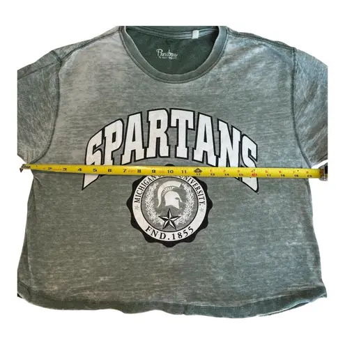 Pressbox Michigan State Women's Spartans Edith Vintage Burnout Crop T-Shirt Med