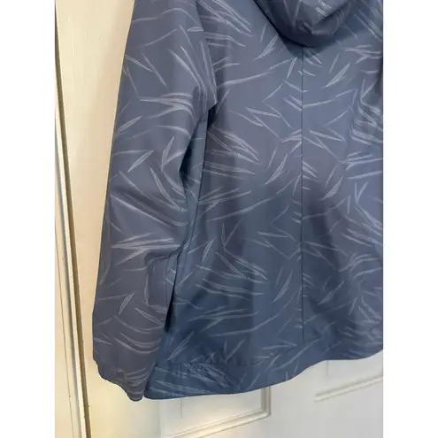 Weatherproof Vintage Blue Patterned Rain Jacket with Hood