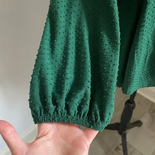 Zac and Rachel Textured Swiss Dot Boho Blouse sz 3X Plus Forest Green Holiday Christmas Peasant