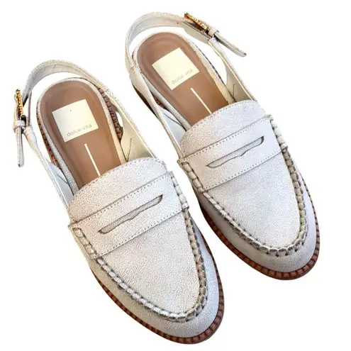 EUC Dolce Vita Leather Hardi Sling Back Loafers Crackled White Size 6