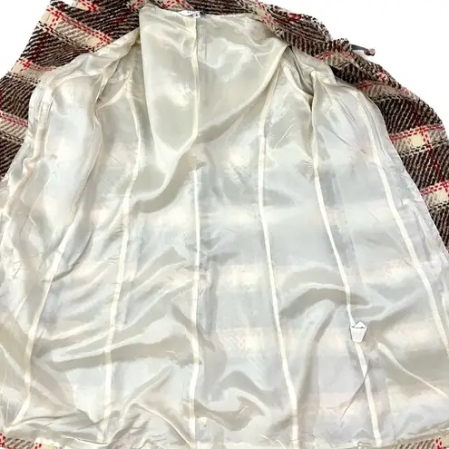 Liquid Brown and Orange Plaid Wool Blend Coat