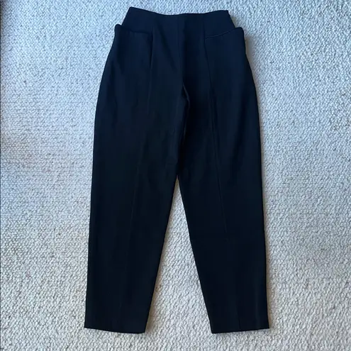 Norma Kamali Vintage Wool High Waist Seamed Tapered Trouser Pant Black Plaid 40