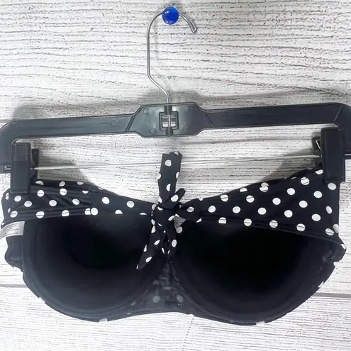 La Vie En Rose Black & White Polka Dot Retro Strapless Bikini Top Size Medium