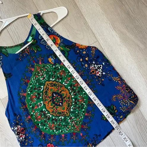 Farm Rio Tank Top printed bright womens Blue (xsmall) colorful summer hippie
