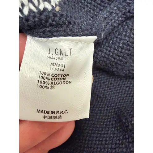 John Galt Argyle Cardigan Sweater Navy Blue Light Blue Preppy Women's Small