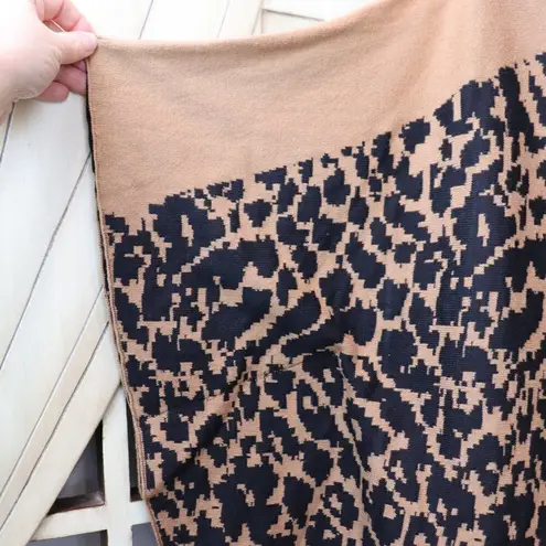 Fever Animal Print Cowl Neck Poncho Sweater Size S/M New Brown Size M