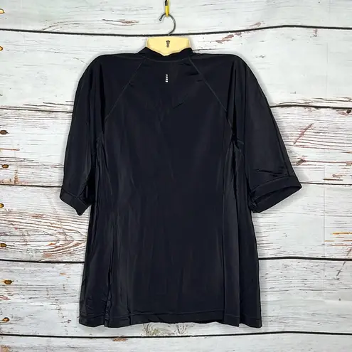 Lands’ End Size 3X Long Black Zip Front Bathing Suit Swim Rash Guard