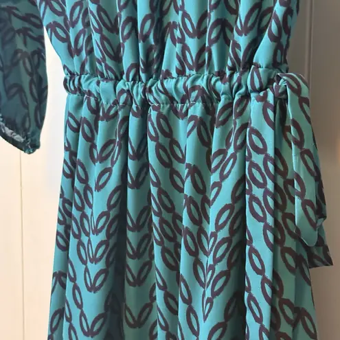 41 Hawthorn Womens M Renesme Wrap Dress 3/4 Sleeve Blue Green Geometric EUC! Size M