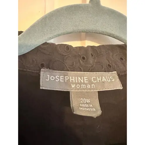 Josephine Chaus Navy Eyelet Blazer Jacket Button Front Career Office Business Casual