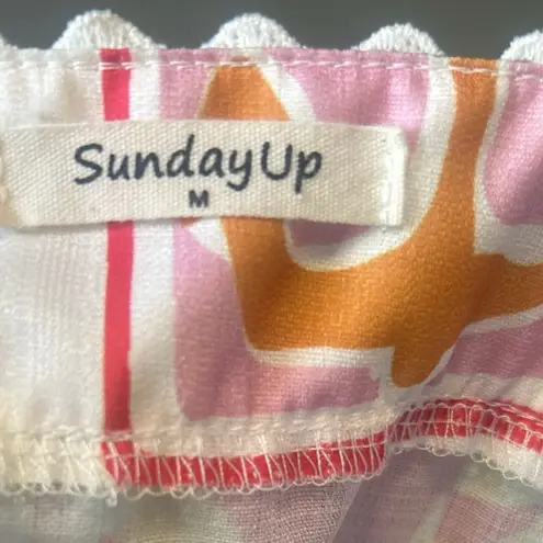 Sunday Up size Medium Nautical Beach Square Neck Fixed Straps zip up back Dress White