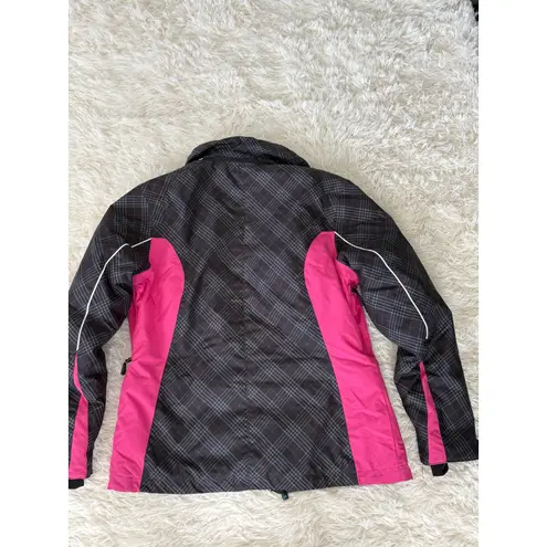 Polar Edge Womens Ski Snowboard Jacket Pink Plaid Winter Coat Gray
