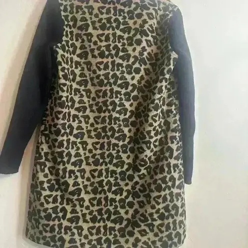 Trendy Kenneth Cole Leopard Print Coat with Knit Sleeves Brown Size M