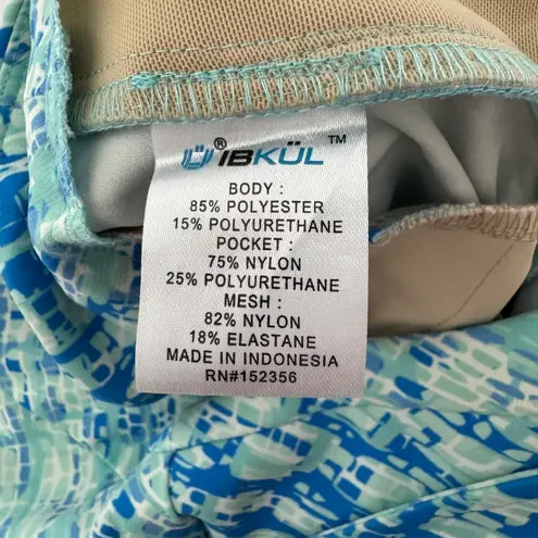 IBKUL Ankle Pants Womens Size 6 Blue Aqua Print Stretch Golf Resort Activewear