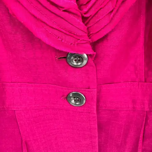 Classiques Entier Blazer Jacket Womens XS Pink Cotton Silk Blend Sheer Sleeves