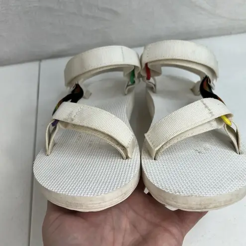 Teva Size 7 Sandals Original Universal Pride White Rainbow 1125890 Adjustable