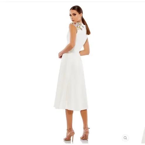 Mac Duggal NWT 70214 BEADED CAP SLEEVE A LINE MIDI DRESS