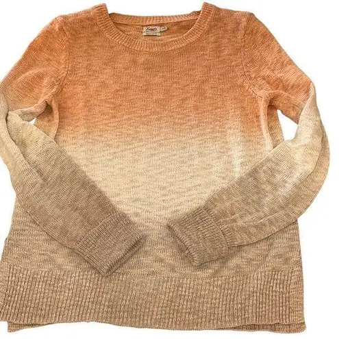 Faherty Womens Organic Cotton Knit Ombre Sunset Dip Dye Pullover Sweater Medium Tan