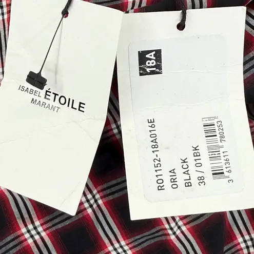 Isabel Etoile Marant Oria Plaid Ruched Dress Black Red White Size 38