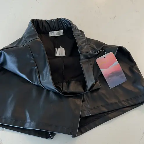 Haley & June Black Faux Leather Skirt Skort Size Women's Small NWT