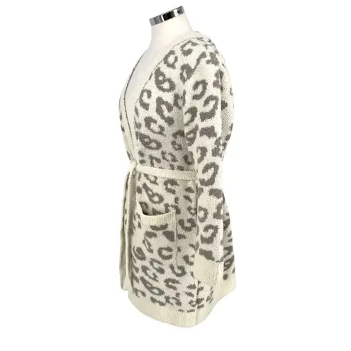 Comfyluxe Leopard Print Luxury Soft Robe Cream Ivory Gray One Size NWT