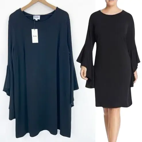 Leota NEW Black Stella Flared Bell Sleeve Dress Black 22/24 Classic Elegant