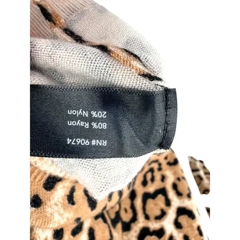 Boston Proper Beaded Neck Leopard Print Sweater Top Medium M Long Sleeve Casual - Image 4