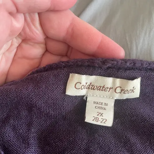 Coldwater Creek GUC dark purple long sleeve v-neck sweater, 2X (20-22W)