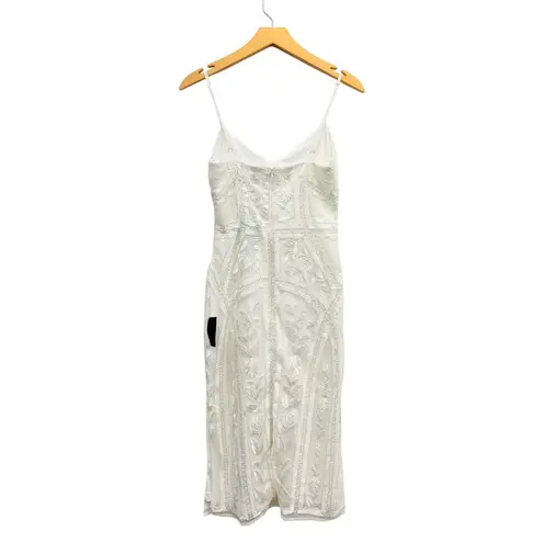 Lulus Alluring Interest White Sequin Embroidered Sleeveless Midi Dress size S