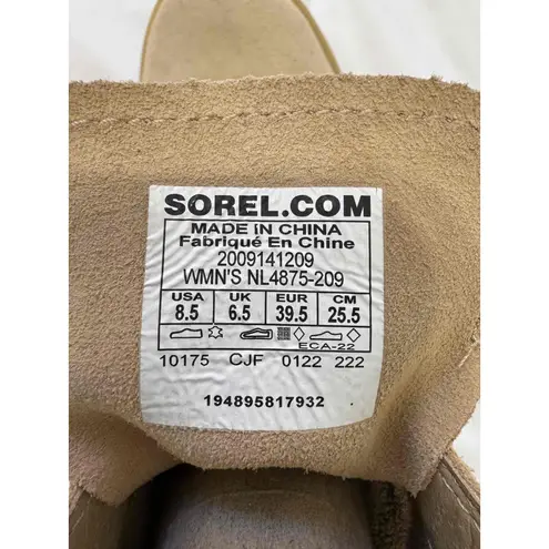 Sorel Beige LaceUp Block Heel AnkleHigh Modern Boots US 8.5 outdoors fall
