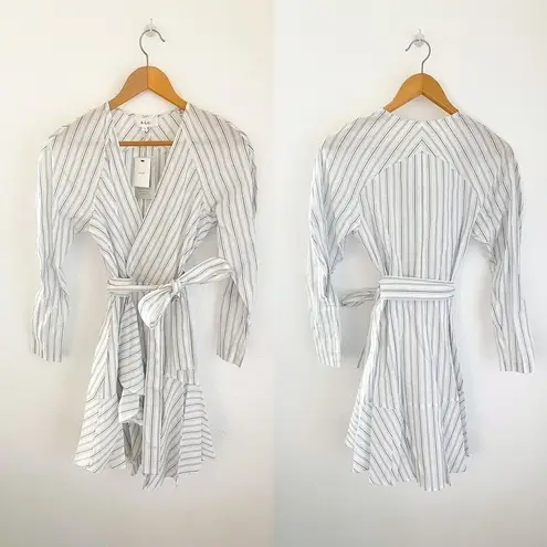 ALC Frank A.L.C. Enzo Dress Stripe Wrap Poplin White Salmon Size 2 NWT