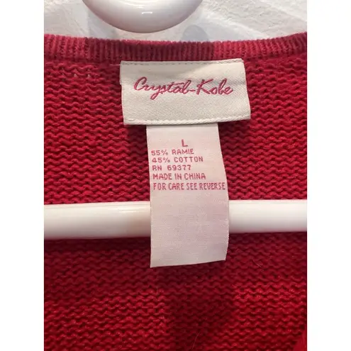 Vintage Crystal Kobe Knitted Christmas Sweater Cardigan Snowman Snowflakes Large Red